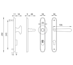 Kľučky na spevnených rustikálnych štítoch s prekrytím vložky Sivý NI