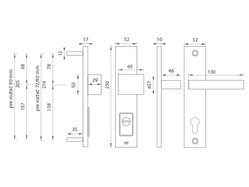 Kľučky na bezpečnostných hranatých štítoch s prekrytím vložky Sivý Tupai