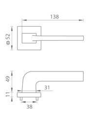 Kľučky na hranatých rozetách Čierny Tupai