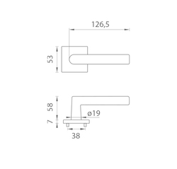 Kľučky na hranatých rozetách Strieborný APRILE