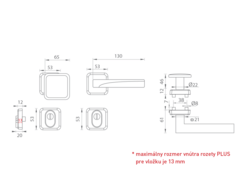 Kľučky na spevnených hranatých rozetách s prekrytím vložky Bronzový Mariani