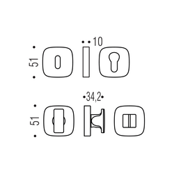 Kľučky na hranatých rozetách Strieborný COLOMBO