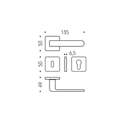 Kľučky na hranatých rozetách Medený COLOMBO