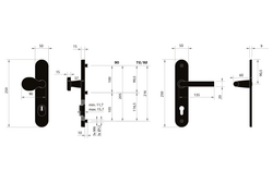 Kľučky na bezpečnostných oválnych štítoch s prekrytím vložky Čierny MPK