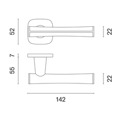 Kľučky na hranatých rozetách Strieborný APRILE