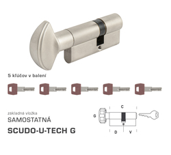 AGB - Vložka U-TECH S G obojstranná cylindrická vložka 35+30 mm + 5x kľúč