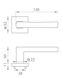Kľučky na hranatých rozetách Strieborný Tupai