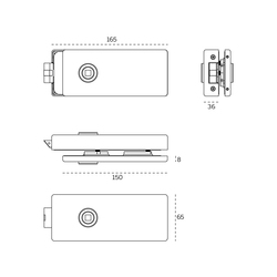 Zámky na sklenené dvere Strieborný JNF