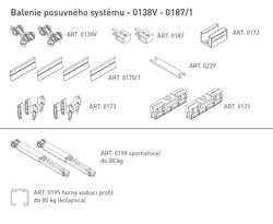Sety - kolajnice a vozíky na posuvné sklenené dvere Čierny SISCO SISTEM