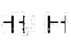 Kľučky na bezpečnostných oválnych štítoch s prekrytím vložky Strieborný MPK
