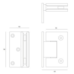 Horizontálne pánty a závesy na sklenené dvere Strieborný JNF