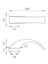 Kľučky na obdĺžnikových rozetách Strieborný Tupai