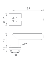 Kľučky na hranatých rozetách Sivý Tupai
