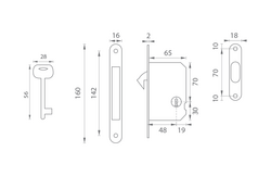 Zámky na posuvné dvere Bronzový FT