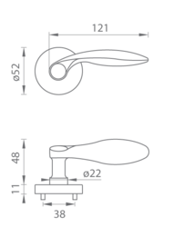 Kľučky na okrúhlych rozetách Strieborný Tupai