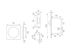 Sety - Zámky, mušle a madielka na posuvné drevené dvere Čierny Tupai