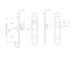 Kľučky na spevnených rustikálnych štítoch bez prekrytia vložky Kombinovaný Mariani