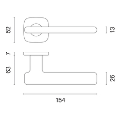 Kľučky na hranatých rozetách Strieborný APRILE