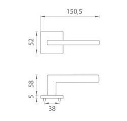 Kľučky na hranatých rozetách Strieborný APRILE