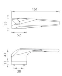 Kľučky na obdĺžnikových rozetách Čierny Tupai