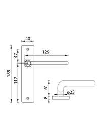 Kľučky na hranatých štítoch Strieborný URFIC