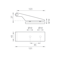 Horizontálne pánty a závesy na sklenené dvere Biely Tupai