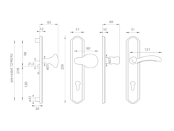Kľučky na spevnených rustikálnych štítoch bez prekrytia vložky Bronzový Mariani
