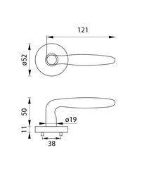Kľučky na okrúhlych rozetách Strieborný URFIC