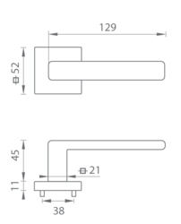 Kľučky na hranatých rozetách Strieborný Tupai
