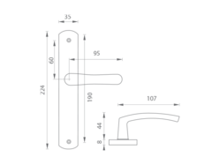 Kľučky na oválnych úzkych štítoch Hnedý KE