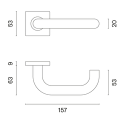 Kľučky na hranatých rozetách Strieborný STERK