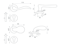 Kľučky na spevnených okrúhlych rozetách bez prekrytia vložky Bronzový Mariani