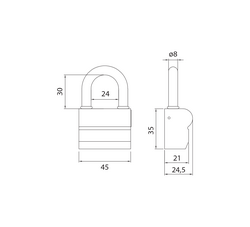 Visiace zámky stavebné Strieborný DORMAKABA