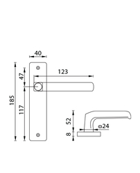 Kľučky na hranatých štítoch Strieborný URFIC