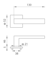Kľučky na hranatých rozetách Strieborný Tupai