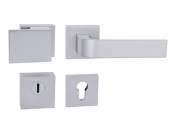 Kľučky na bezpečnostných hranatých rozetách s prekrytím vložky Strieborný Tupai