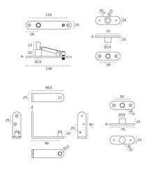 Pivotové pánty a závesy pre drevené dvere Strieborný JNF