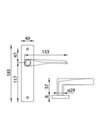 Kľučky na hranatých štítoch Strieborný URFIC