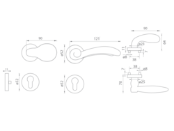 Kľučky na spevnených okrúhlych rozetách bez prekrytia vložky Bronzový Mariani