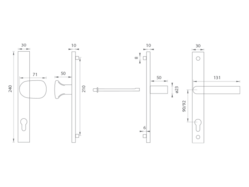 Kľučky na spevnených hranatých úzkych štítoch bez prekrytia vložky Strieborný WA