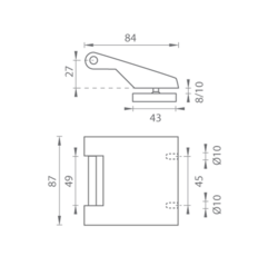 Vertikálne pánty a závesy na sklenené dvere Sivý Tupai