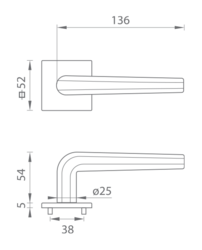 Kľučky na hranatých rozetách Strieborný Tupai