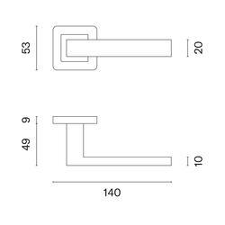 Kľučky na hranatých rozetách Strieborný STERK