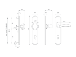 Kľučky na spevnených rustikálnych štítoch bez prekrytia vložky Kombinovaný Mariani