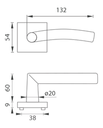 Kľučky na hranatých rozetách Strieborný MPK