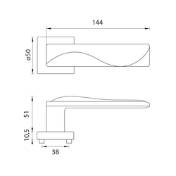 Kľučky na hranatých rozetách Zlatý LINEA CALI