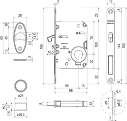 Sety - Zámky, mušle a madielka na posuvné drevené dvere Čierny AGB