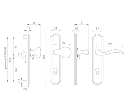 Kľučky na spevnených rustikálnych štítoch bez prekrytia vložky Zlatý Mariani