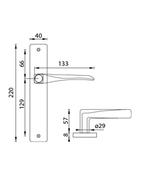 Kľučky na hranatých štítoch Strieborný URFIC