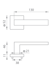 Kľučky na hranatých rozetách Strieborný Tupai